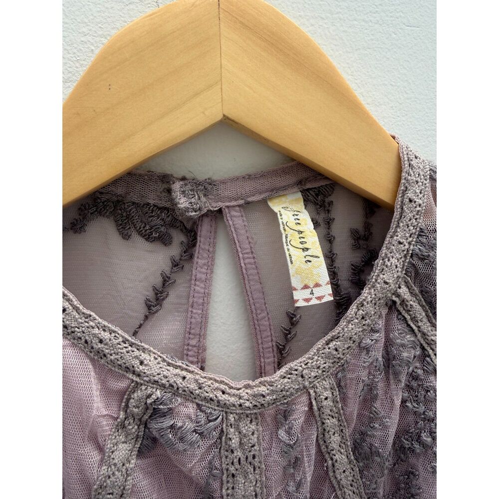 Free People Laurel Lace Dress - Purple/Silver Mesh - Size 4 - Picture 4 of 6